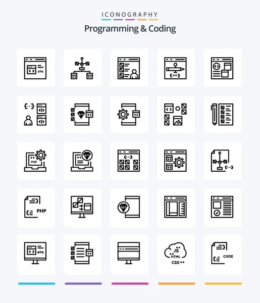 Creative Programming Coding Outline Icon Pack Develop Business Development Programming — 图库矢量图片