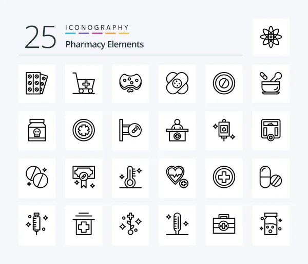 Paquete Iconos Pharmacy Elements Line Incluyendo Atención Médica Jabón Medicina — Vector de stock