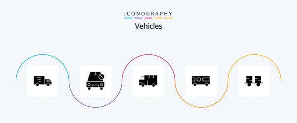 Vehicles Glyph Icon Pack Including Caterpillar Vehicles Van Slash Combo — Stock vektor