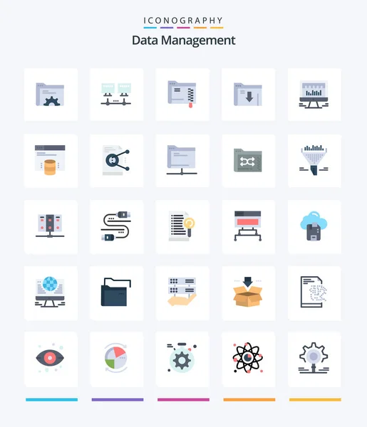 Creative Data Management Flat Icon Pack Beat Computer Folder Download — Stok Vektör