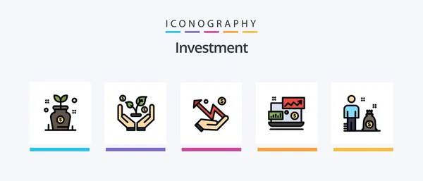 Investment Line Filled Icon Pack Including Balance Percent Gain Jar — Stockový vektor