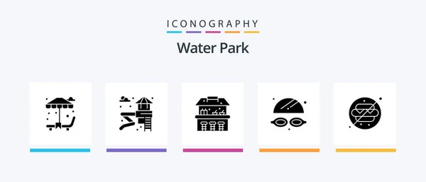 Water Park Glyph Icon Pack Including Park Park Water Food — 图库矢量图片
