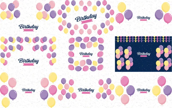 Happy Birthday Written Colorful Handwritten Script Confetti Streamers Background — Διανυσματικό Αρχείο