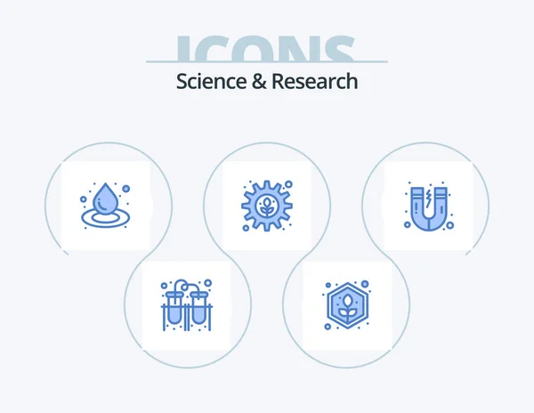Science Blue Icon Pack Diseño Iconos Ciencia Atracción Caída Ajuste — Vector de stock