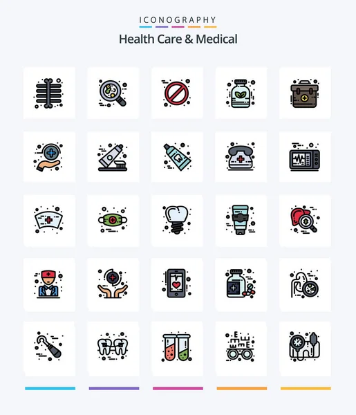 Creative Health Care Medical Line Filled Icon Pack First Aid — Stock Vector