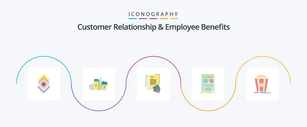 Vztah Zákazníky Zaměstnanecké Výhody Flat Icon Pack Včetně Úspěchu Rozvržení — Stockový vektor