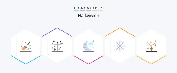 Halloween Flat Icon Pack Including Halloween Cross Trident Web Icon — Stock Vector