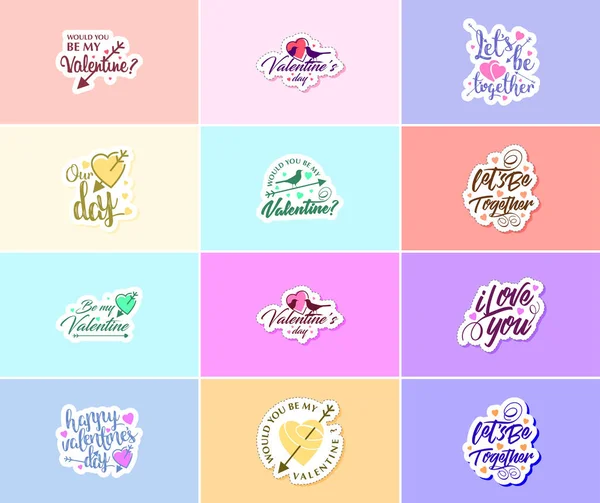 Saying Love You Beautiful Valentine Day Design Stickers — Stockový vektor