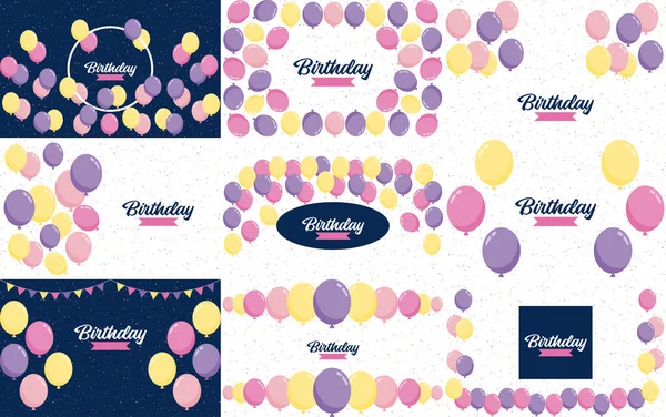 Happy Birthday Text Realistic Balloon Vector Illustration Celebration Balloon Colorful — Archivo Imágenes Vectoriales