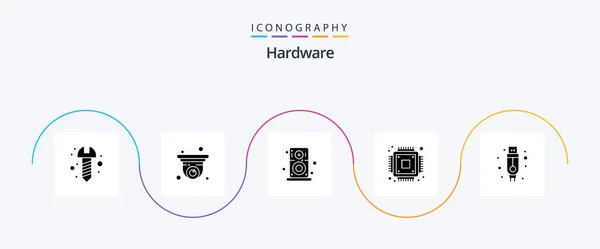Hardware Glyph Icon Pack Including Cable Hardware Adapter Hardware — 图库矢量图片