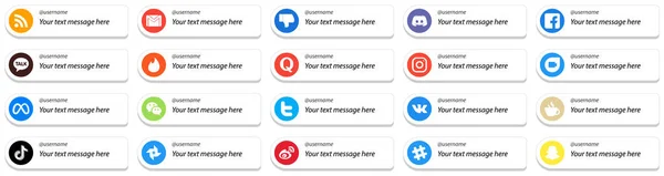 Folgen Sie Mir Social Media Icons Mit Customizable Message Pack — Stockvektor