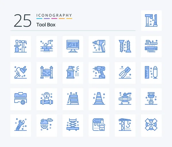 Tools Blue Color Icon Pack Including Construction Puncher Architecture Perforator — Stockvektor