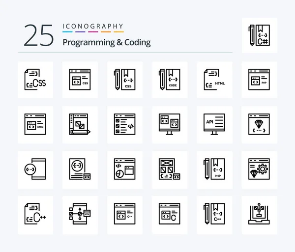 Paquete Iconos Programación Codificación Líneas Incluido Desarrollo Codificación Desarrollar Archivo — Archivo Imágenes Vectoriales