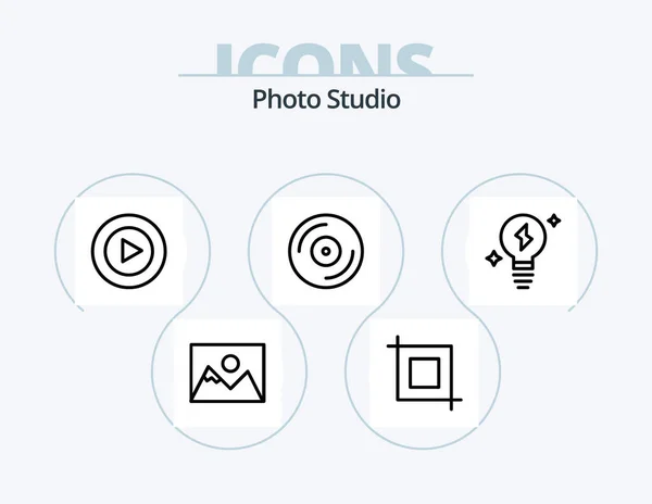 Photo Studio Line Icon Pack Icon Design Photography Photo Star — Vector de stock