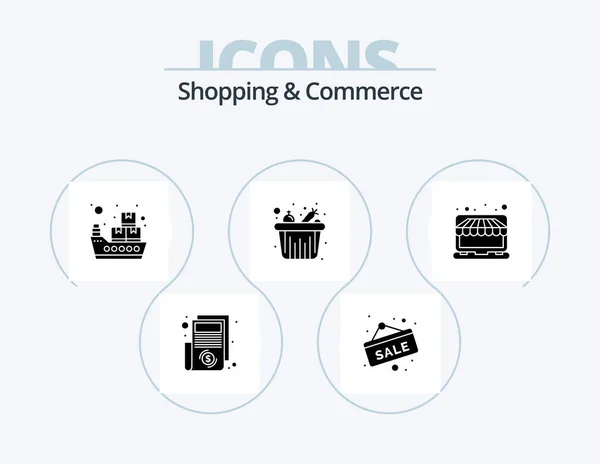 Shopping Commerce Glyph Icon Pack Icon Design Shop Buy Maritime — Stok Vektör