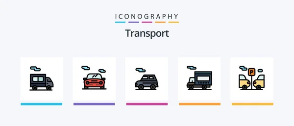 Transport Line Filled Icon Pack Including Transport Outline River Transport — Image vectorielle