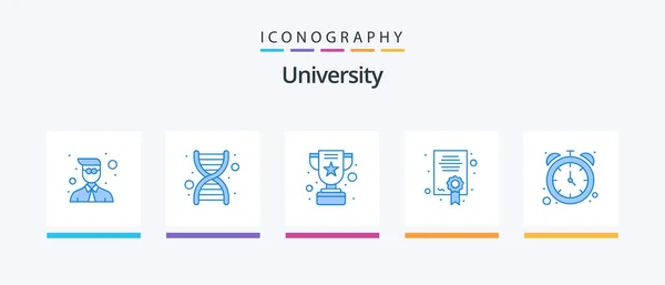 University Blue Icon Pack Including Watch Achievement Education Certificate Creative — Stock Vector