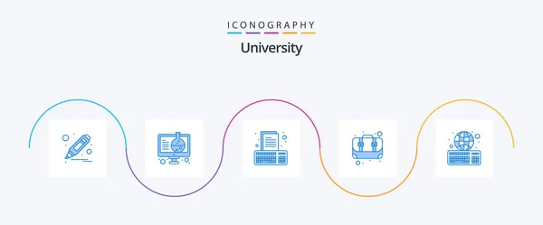 University Blue Icon Pack Including Online Assignment Student Assignment School — Wektor stockowy