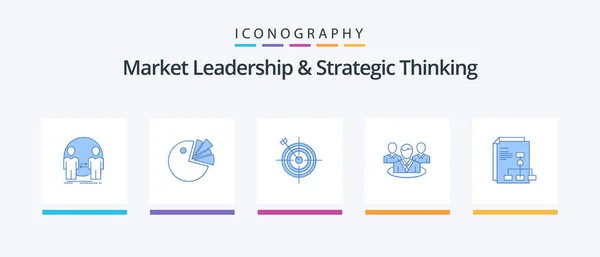 Market Leadership Strategic Thinking Blue Icon Pack Including Conversation Chat — 图库矢量图片