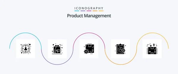 Product Management Glyph Icoon Pack Inclusief Levering Personeel Campagne Prestatiemethode — Stockvector