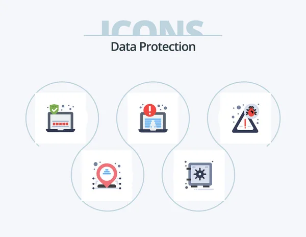 Data Protection Flat Icon Pack Icon Design Virus Security Security — Vector de stock
