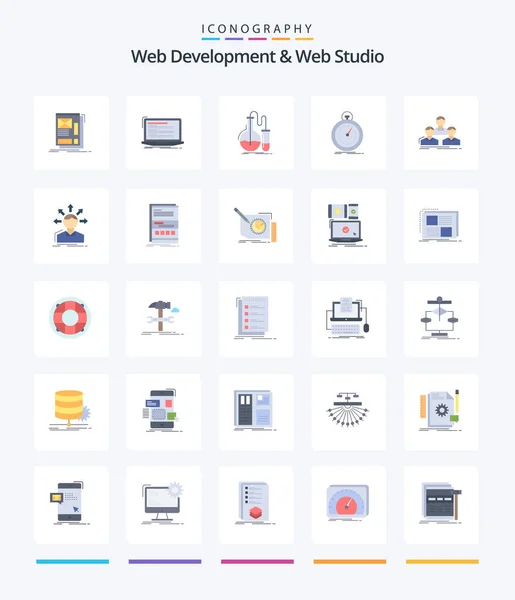 Creative Web Development Web Studio Flat Icon Pack Optimization Done — Stock Vector