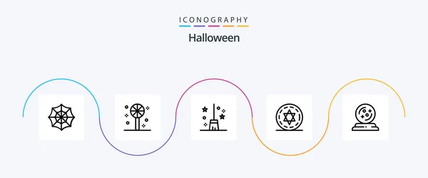 Halloween Line Icon Pack Including October Halloween Broom Mage Magic — Stockový vektor