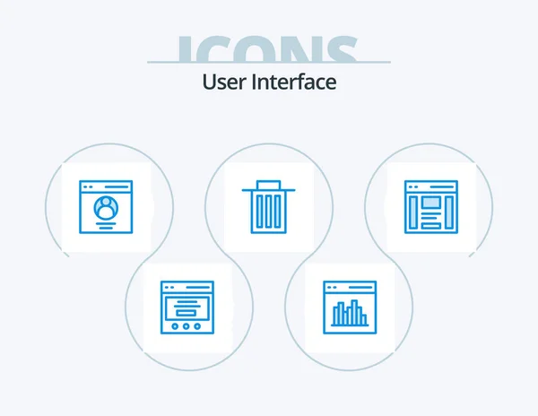 User Interface Blue Icon Pack Icon Design Trash Delete Interface — Stock Vector