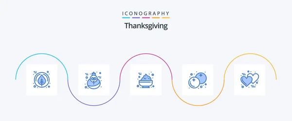 Thanksgiving Blue Pictogram Pack Inclusief Romantisch Havermout Liefde Dankzegging — Stockvector