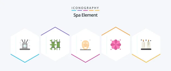 Spa Element Flat Icon Pack Including Light Candle Spa Element — Stockový vektor