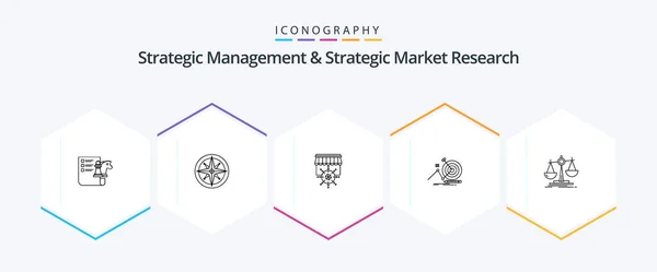 Strategisch Beheer Strategisch Marktonderzoek Line Icoon Pakket Met Inbegrip Van — Stockvector