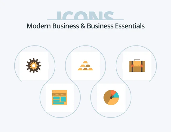 Modern Business Business Essentials Flat Icon Pack Icon Design Production — Stockvector