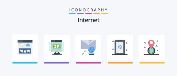 Internet Flat Icon Pack Including Gps Wifi Account Technology Network — Stockvector