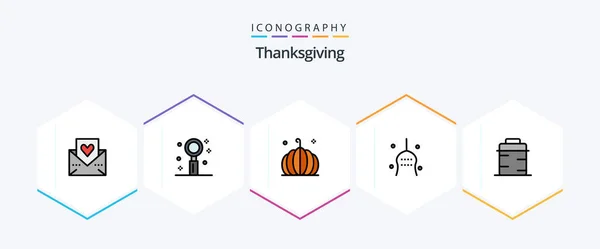 Thanks Giving Filledline Icon Pack Including Tradition Superstition Romance Bone — Archivo Imágenes Vectoriales