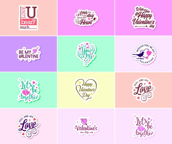 Valentine Day Graphics Stickers Share Your Love Affection — Stockový vektor