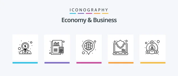 Economy Business Line Icon Pack Including Online Accessibility Investment Finance — Stockvektor