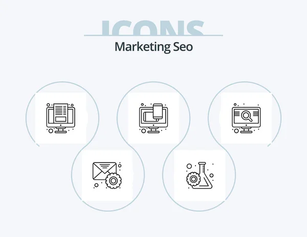 Marketing Seo Line Icon Pack Icon Design Design Favorite Cogwheel — Stockový vektor