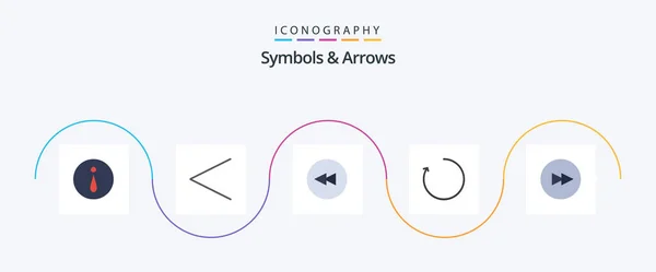 Symbols Arrows Flat Icon Pack Including Rewind Next Circle — Wektor stockowy