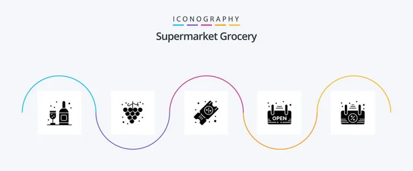 Grocery Glyph Icon Pack Including Open Travel Frame Board — Stockvector