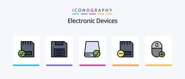 Devices Line Filled Icon Pack Including Drive Computers Drive Hardware — Wektor stockowy