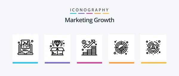 Marketing Growth Line Icon Pack Including Contact Diamond Monitor Delivery — 图库矢量图片