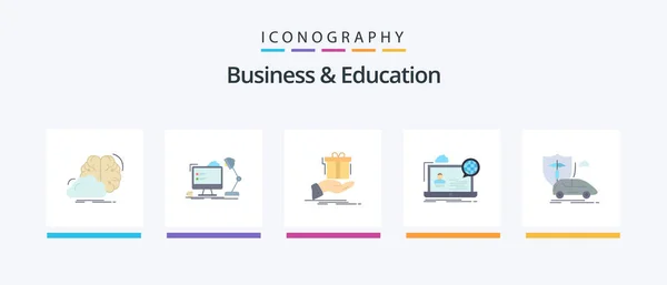 Business Education Flat Icon Pack Including Online Webinar Lamp Birthday — Vector de stock