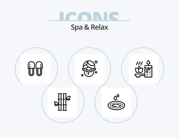 Spa Relax Line Icon Pack Icon Design Water Wellness Natural — Stok Vektör