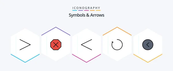 Symbols Arrows Filledline Icon Pack Including Previous Left Arrow — Stock Vector