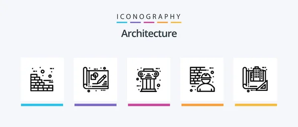 Architecture Line Icon Pack Including Design Construction Design Architect Man — Image vectorielle