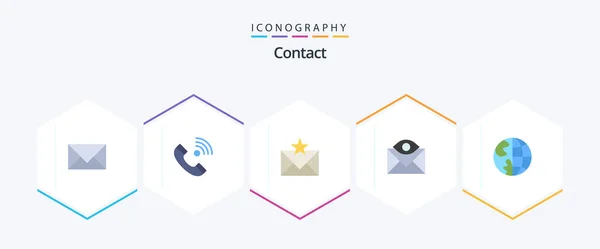 Contact Flat Icon Pack Including Contact Communication Incoming Favorites Envelope — Stockvektor