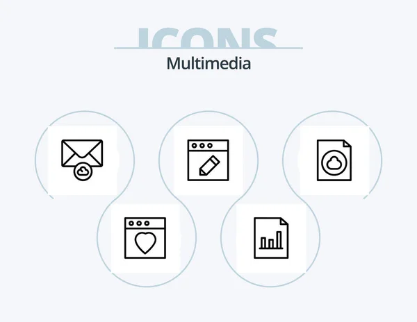Multimedia Line Icon Pack Icon Design Mac Archivo Nube — Archivo Imágenes Vectoriales