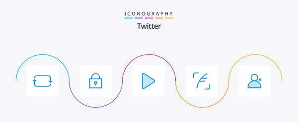 Twitter Blue Icon Pack Including Видео Открывать Людей Птица — стоковый вектор