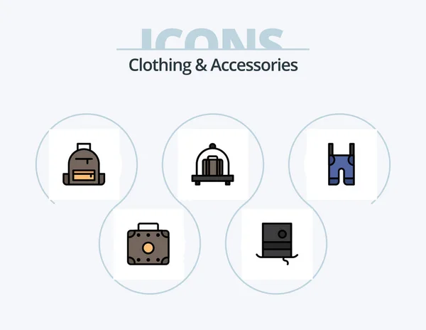 Clothing Accessories Line Filled Icon Pack Icon Design Straps Clothes — Stock Vector