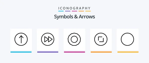 Symbols Arrows Line Icon Pack Including Direction Arrows Sign Zoom — Stockvector